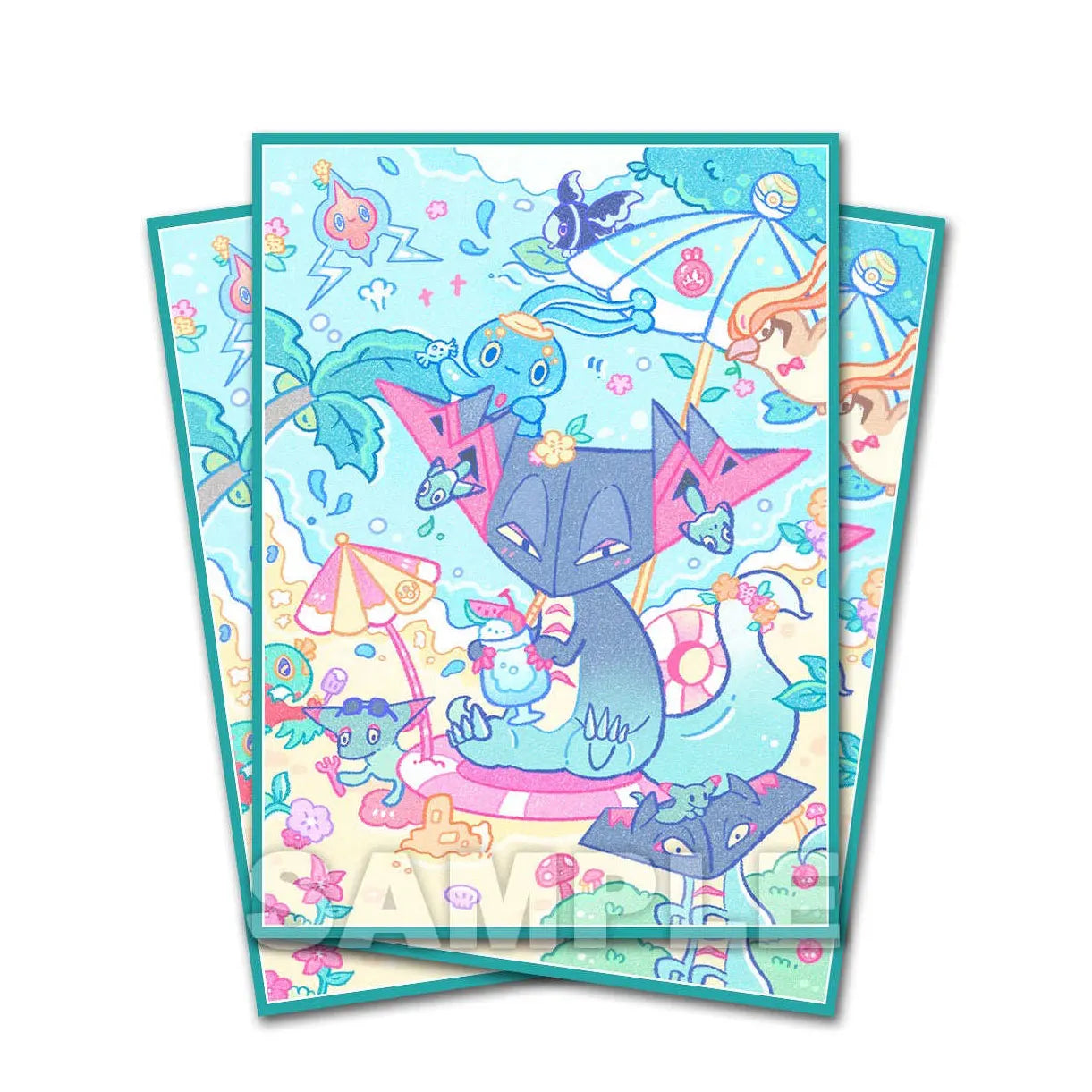 60PCS Beach Fun Pokemon Card Sleeves 67x92mm